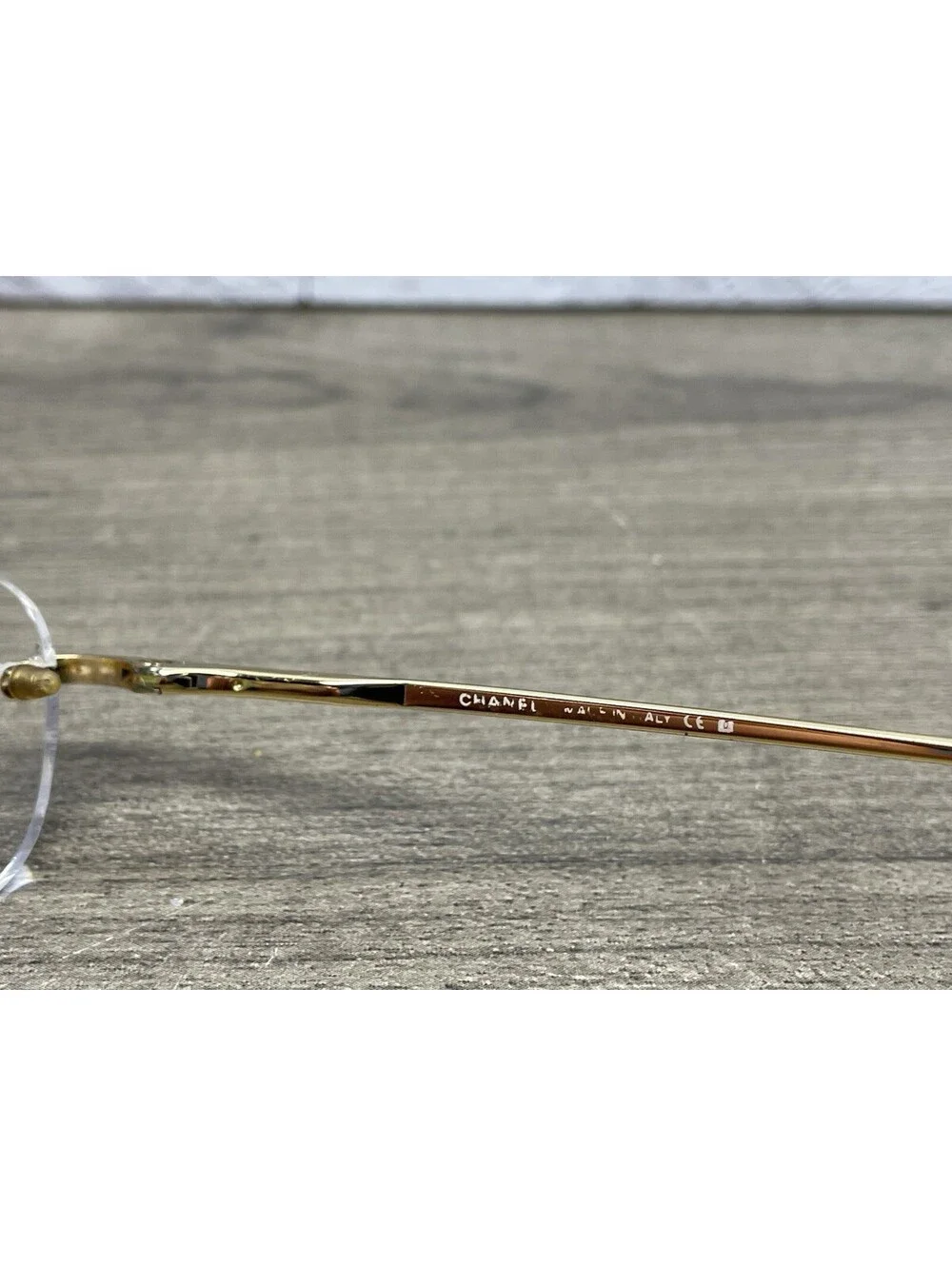 Chanel Eyeglasses Frames 2095 c.125 Yellow Gold Rimless Rectangle 51-16-135 READ